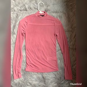 Sheer long sleeve mock neck